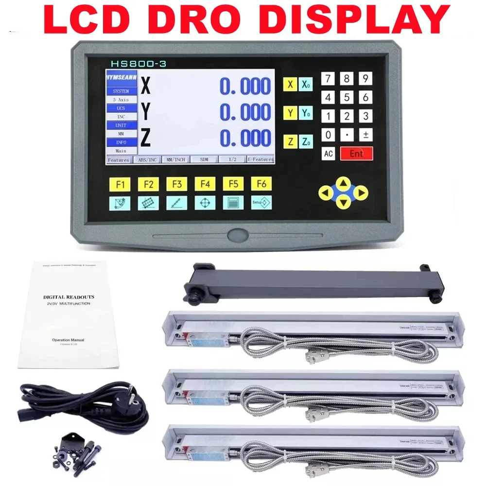 Sistema de Readout Digital Display Eixos Lcd Dro Conjunto Escala Linear 5u Linha Régua Óptica Máquina de Torno Moinho 501000 mm Pcs