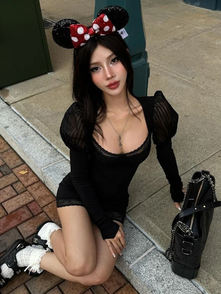 غريب سنور الشارع Sle مثير بلا الدانتيل لصق الدكتور المرأة عالية الخصر طويلة Sve ort Dr البوليستر مزيج الصيف الدكتور