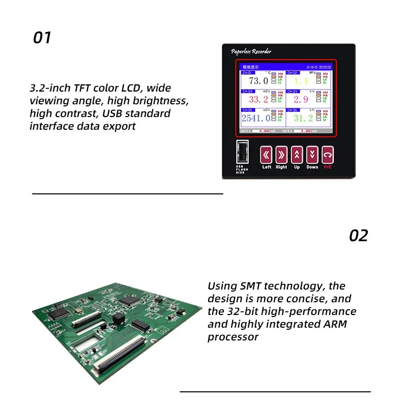 Industrial USB Digital Temperature Data Logger High Quality 8/12/16/24/32 Channel Universal Paperless Recorder with LCD Screen