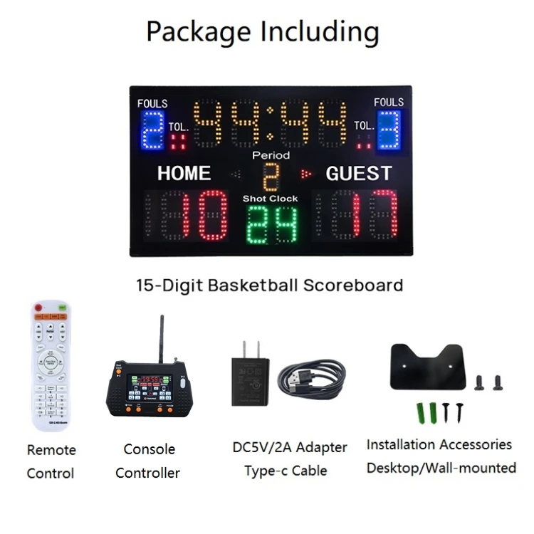 Portable Wireless Remote Console Control LED Digital Scoreboard, Electronic Scoring Display for Basketball Games view 6