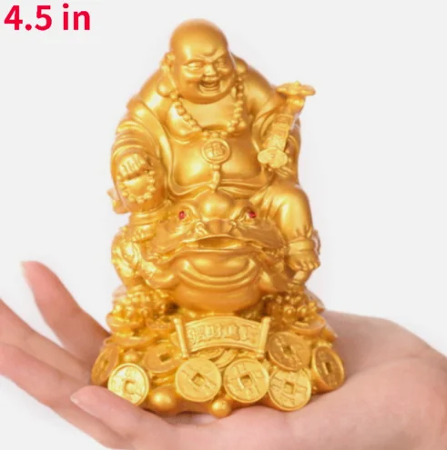 Toad Mido Laughing Buddha Statue Sculpture Luck Wealth Figurines Feng Shui Decor