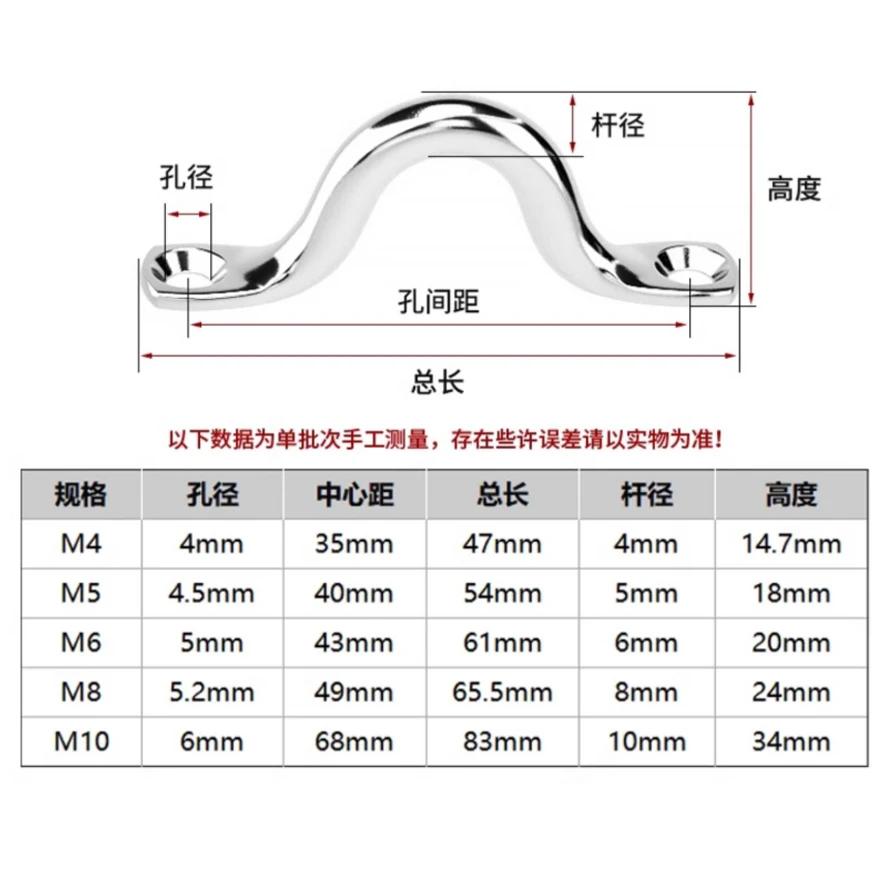 1~5pcs M4 M5 M6 M8 M10 304/316 Stainless Steel Wire Eye Strap Boat Marine Tie Down Fender Hook Canopy Engines Accessories