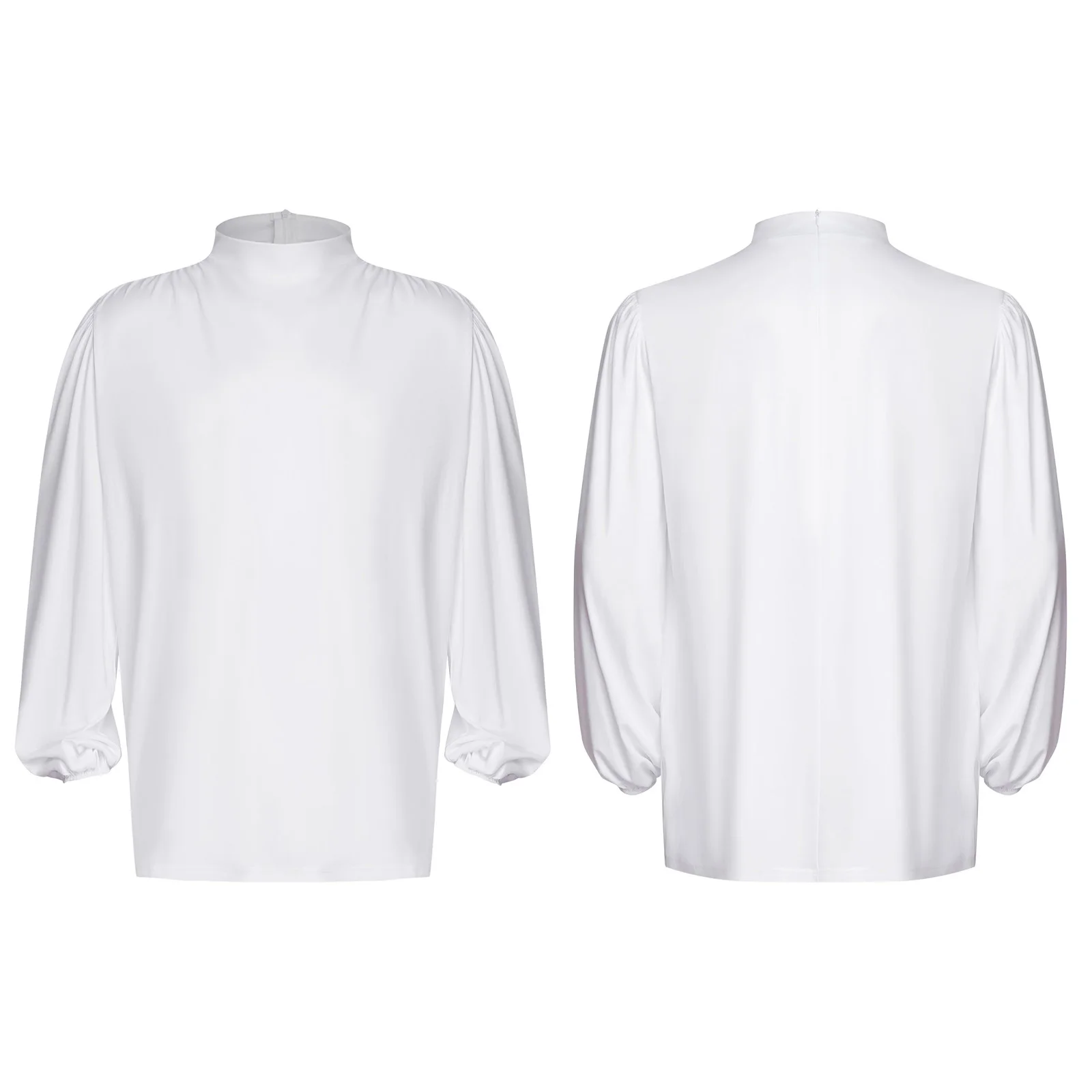 

Men Liturgical Worship Blouse Tops Long Sleeve Stand Collar Pullover Shirt for Praise Dance Church Choir Halloween Festival Gown