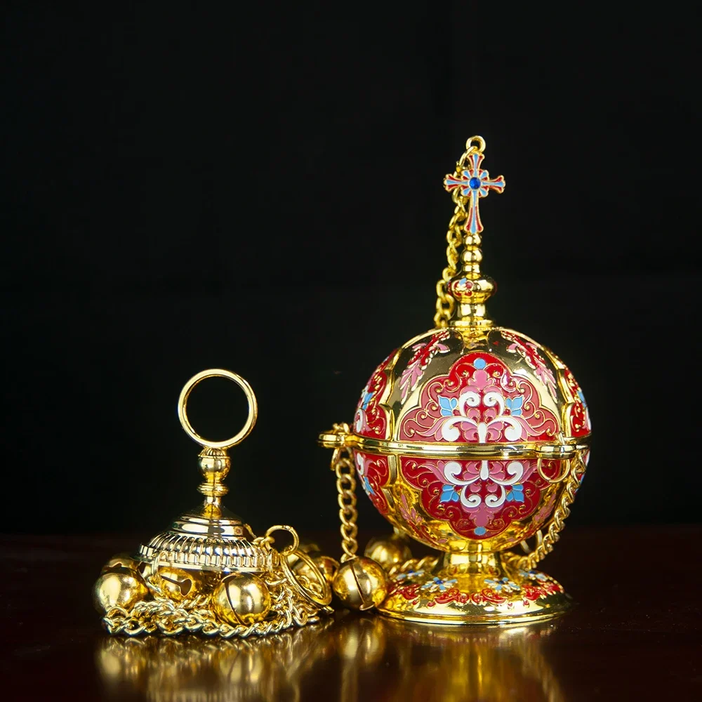 HTISOK Ostorthodoxer Kirchen-Weihrauchbrenner, Goldener Hängender Weihrauchbrenner mit Großem Rauchloch für Kirchen – Detail 8