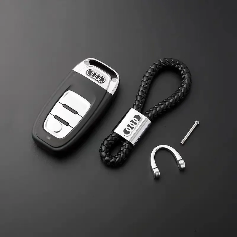 Metal/Leather Car Styling Keychain For Audi A4 B5 B6 A3 8P 8V 8L A5 A6 C6 C5 A1 A7 A8 Q2 Q3 TT Key Chain Rings Accessories