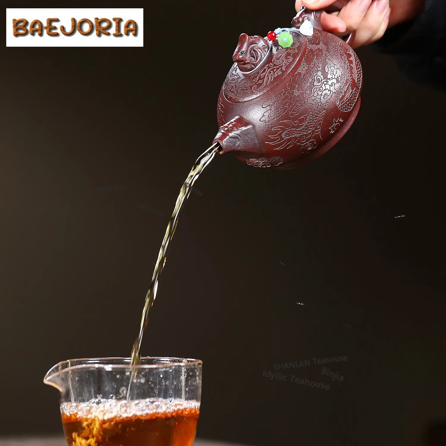 310ml Zen Yixing Purple Clay Teapots Handmade Coiled Dragon Lying Cloud Pot Raw Ore Iron Blood Red Sand Mud Kettle Zisha Tea Set