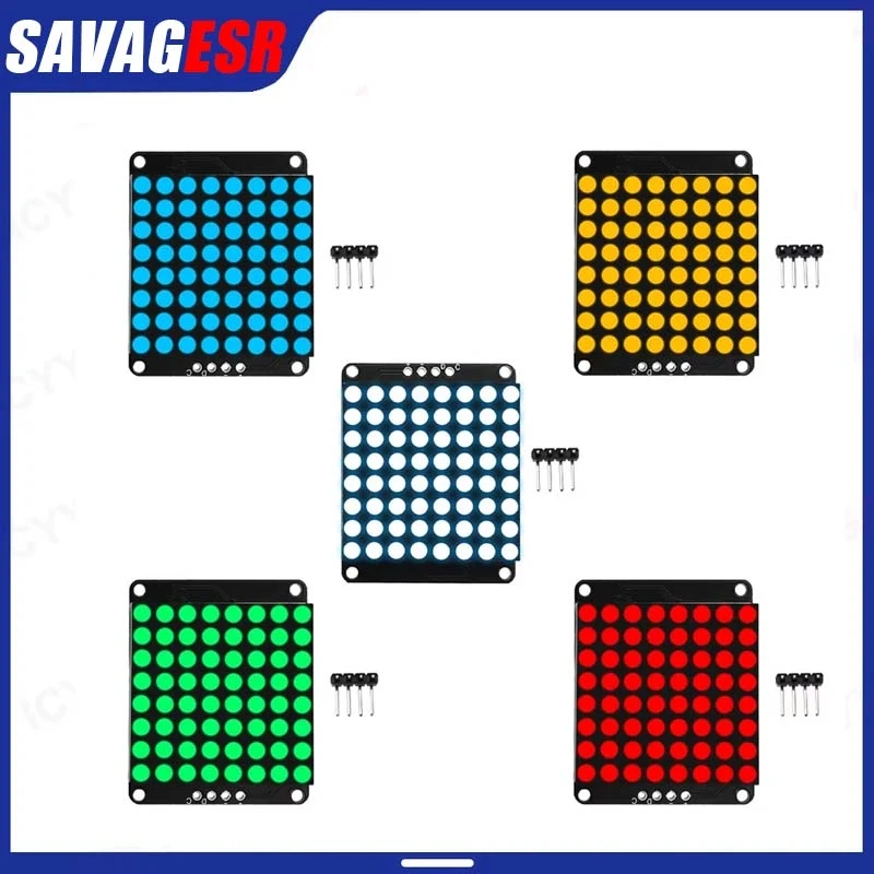 HT16K33 I2C LED driver 8X8 matrix common cathode LED dot matrix display module 4Pin bent pin red, green, white, blue, yellow