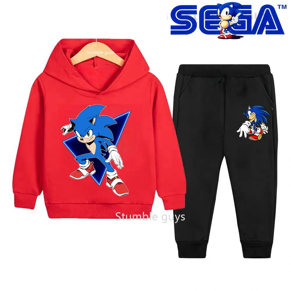 سونيك الاطفال هوديي مجموعة الخريف الشتاء الفتيان ملابس الفتيات الدافئة عارضة البلوز شاحنة ملابس الشارع الحضرية نمط  #1