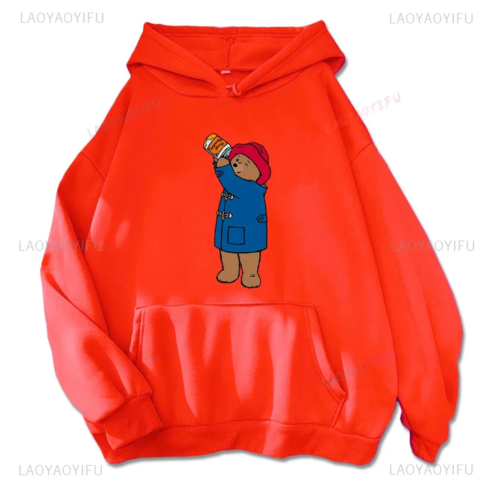 Paddington Bear in London Printed Long-sleeved Hoodie for Women Casual Everyday Autumn/winter Season Crewneck Hoodie