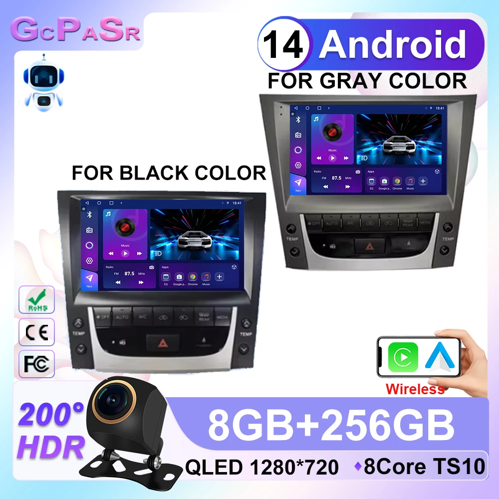 Автомобильный радиоприемник Android 14, беспроводной Carplay для Lexus GS300 S190 GS350 GS400 GS430 GS450h GS460 GS 300 III 3 350 Мультимедийный плеер GPS