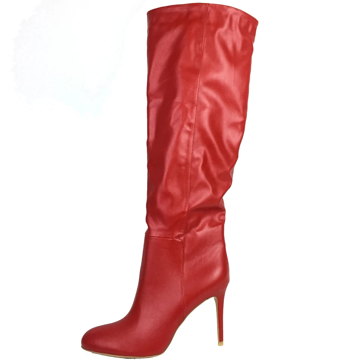 Fashion Women't Shoes Round Toe High Heels Knee Boots Red Ladies Winter Autumn Warm Boots Footwear Zipper Suport Customized