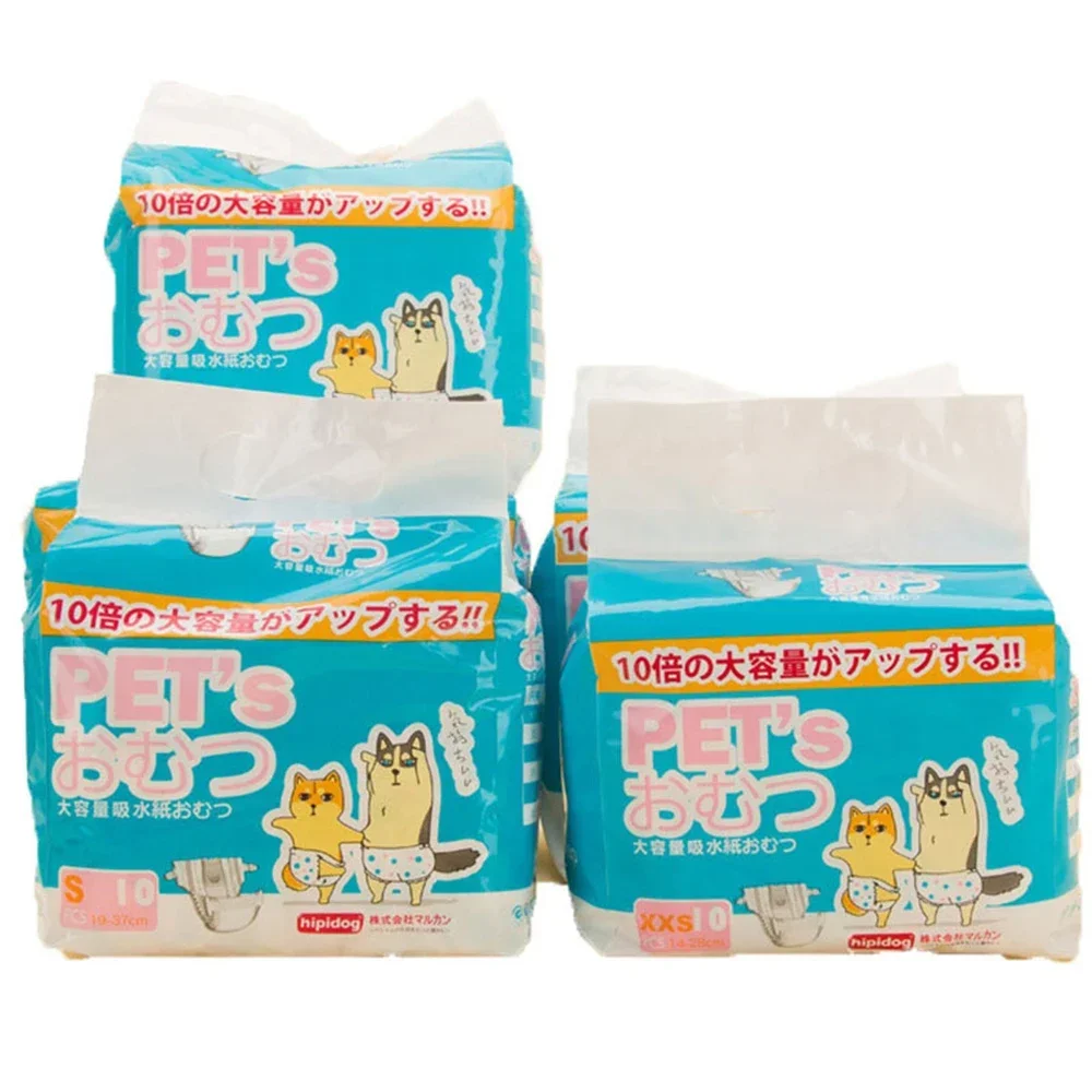 10Pcs Female Dog Diaper for Teddy, Leakproof Nappies, Super Absorption, Sanitary Pants, Pet Menstrual, Physiological Pants