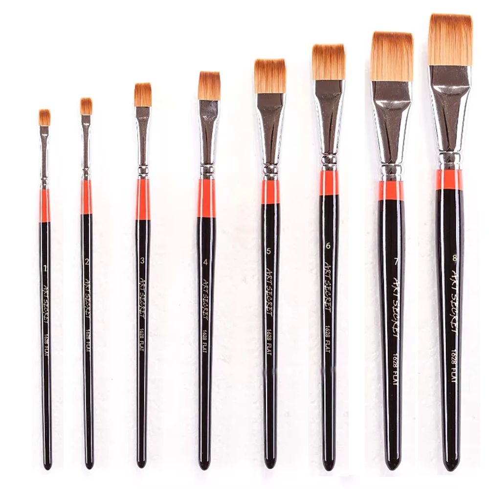 ArtSecret High Quality Acrylic&Oil Brush No.1628F Flat Synthetic Hair Wooden Handle Art Supplies Stationery