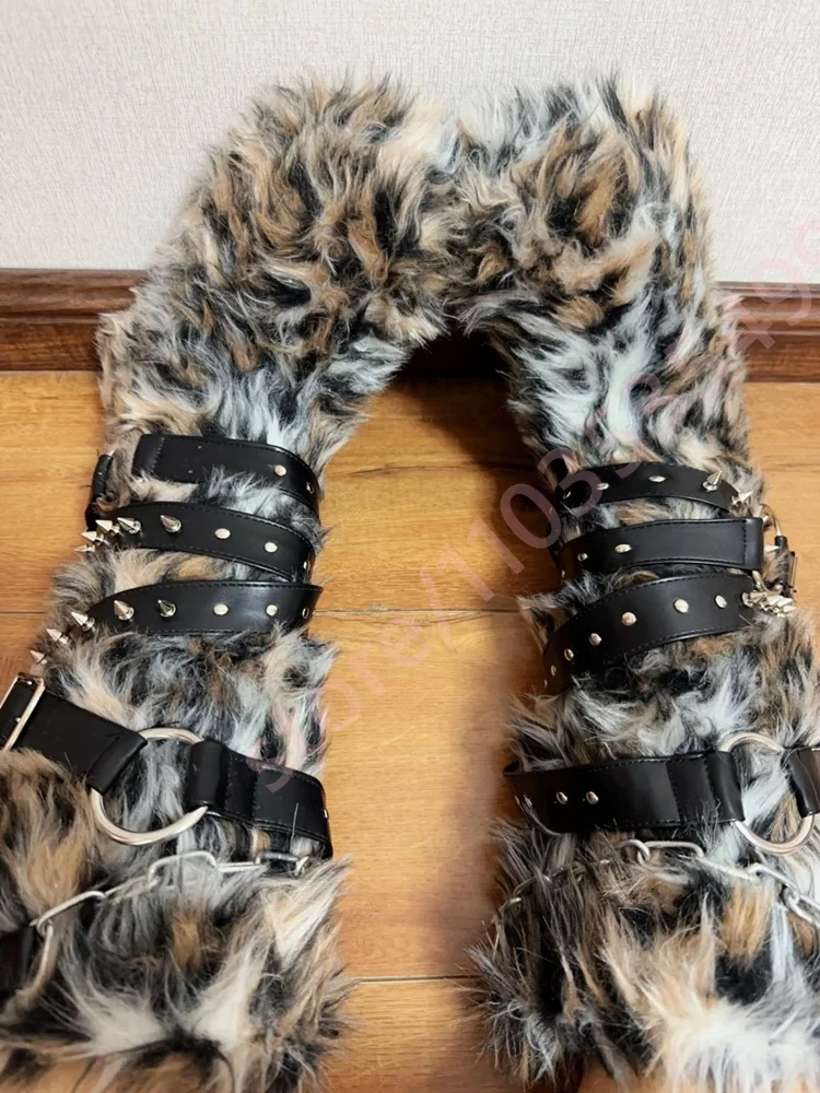 

Women's Winter Thick Sole Snow Boots 2025 Punk Street Style Rivet Belt Buckle Warm Casual Long Party Stage Fashion Boots