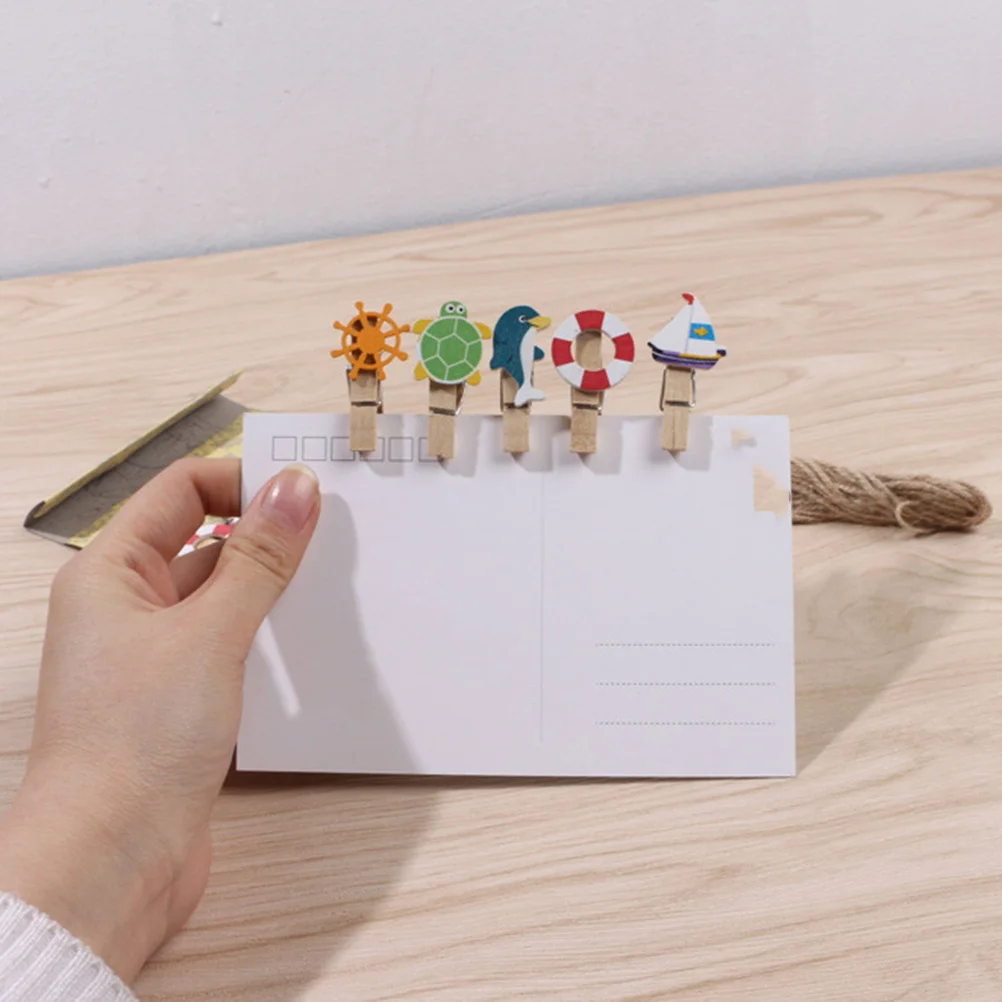 

10pcs Mini Natural Wooden Clothespins 2M Twine Ring For Photo Paper Clips Craft Decoration Display Hanging Cards Party Favors