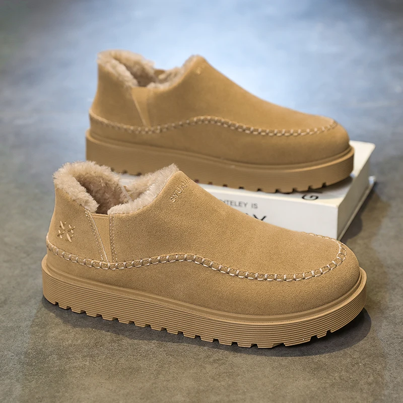 

Мужская уличная новая зимняя модная повседневная противоскользящая износостойкая хлопковая обувь на толстой подошве, удобные плюшевые толстые зимние ботинки