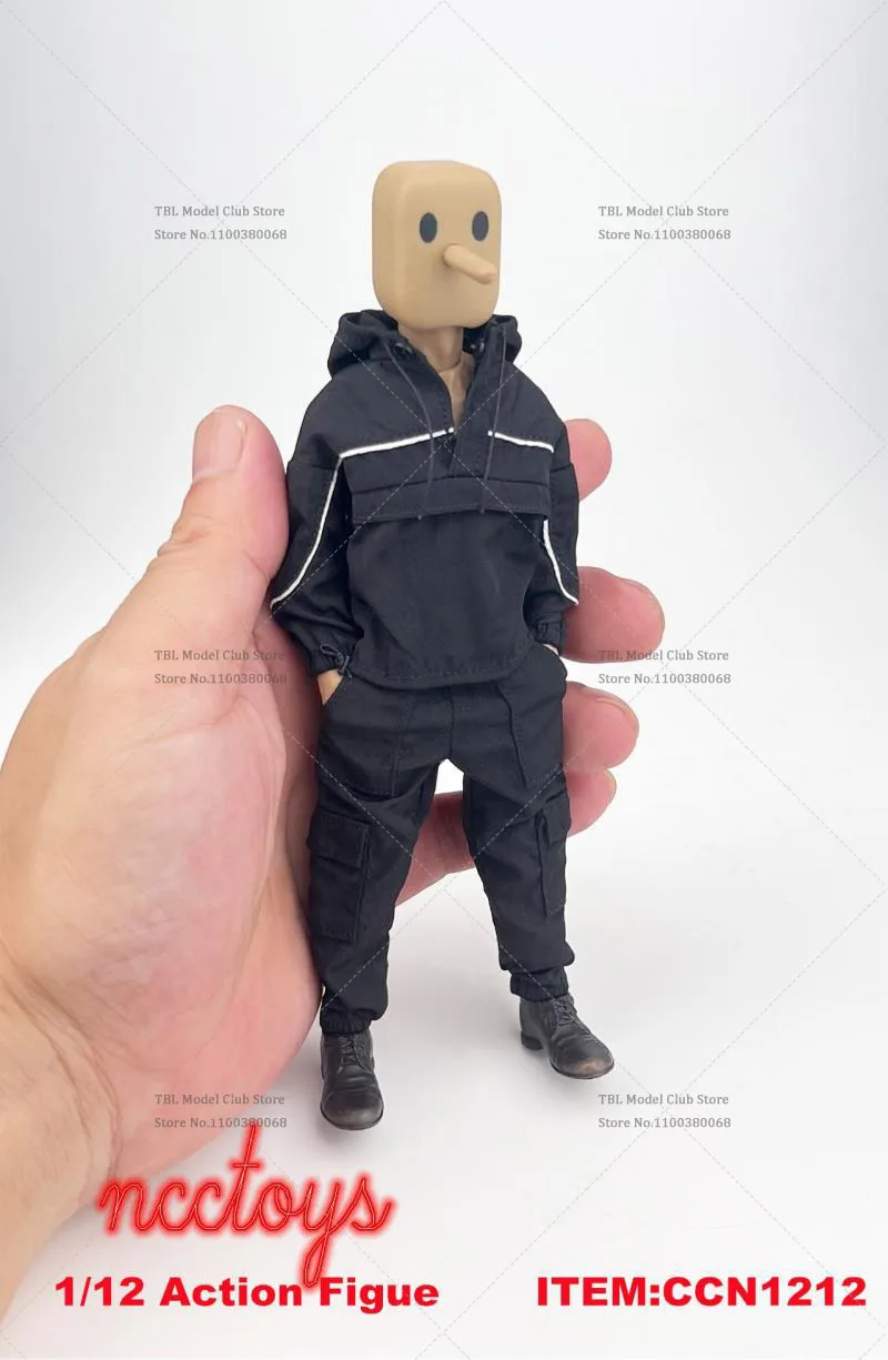 CCN1212 1/12 مقياس الموضة عادية فضفاضة تناسب مقنعين سترة رياضية وسراويل مجموعة ملابس العمل لشخصيات العمل 6 بوصة-NW SHF 3A DAM