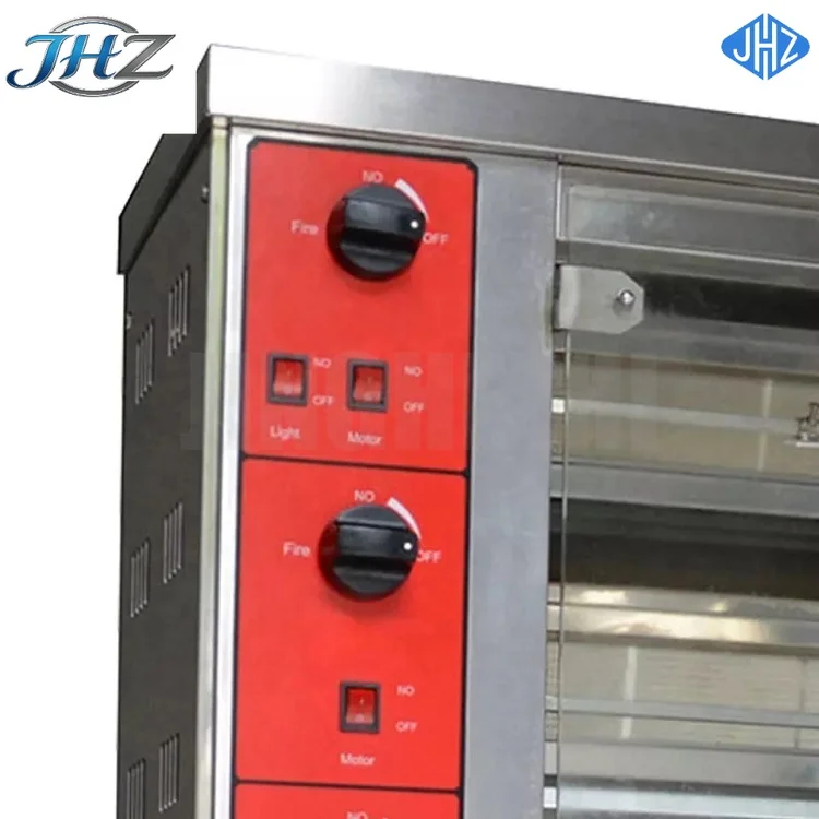 JHZ for 3Rods 220v 0.3kw 45kg Commercial Auto-Rotating Gas-Powered Chicken Rotisserie Oven
