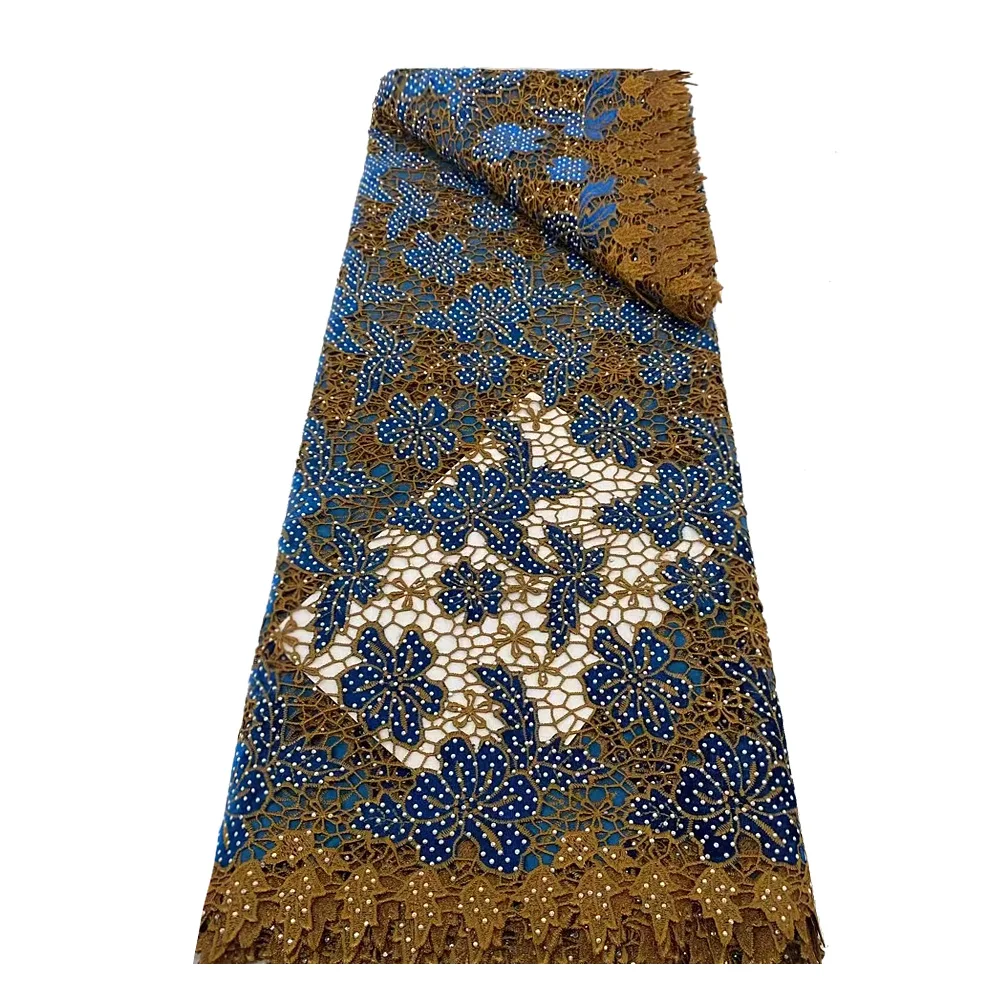 

Африканский шнур с вышивкой, кружевная ткань, 2024, высокое качество, нигерийская водорастворимая байковая драпированная ткань, свадебное платье