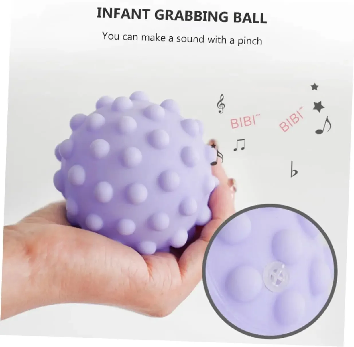 Teething Ball for Babies, Sensory Toys with Multiple Textures, Educational Grab Ball, Water Squeak Toy for Crawling Training