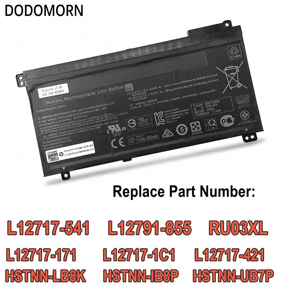 New RU03XL Laptop Battery For HP ProBook x360 11 G3 G4 G5 G6 440 G1 HSTNN-LB8K HSTNN-IB8P HSTNN-UB7P L12717-171 L12717-1C1 48WH