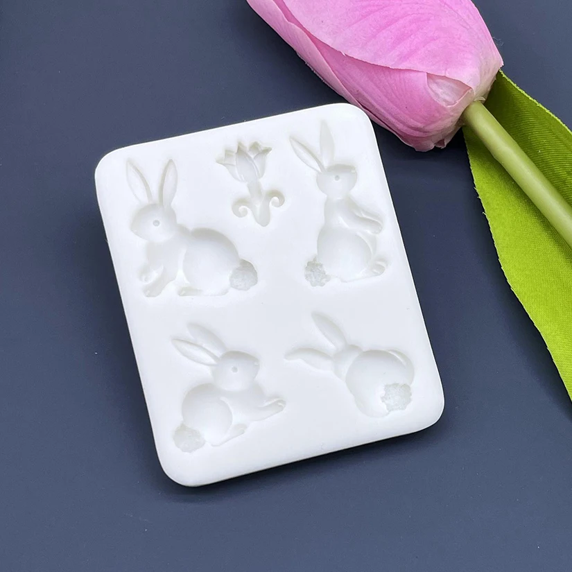 Easter Bunny Flower Silicone Mold Sugarcraft Chocolate Cupcake Baking Mold Fondant Cake Decorating Tools