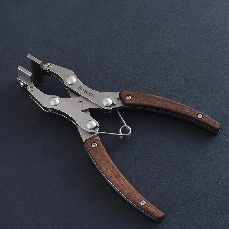 Nattools Strumenti artigianali in pelle artigianale fai-da-te fatti a mano Pinze piatte in pelle Pinze doppie professionali in acciaio inossidabile