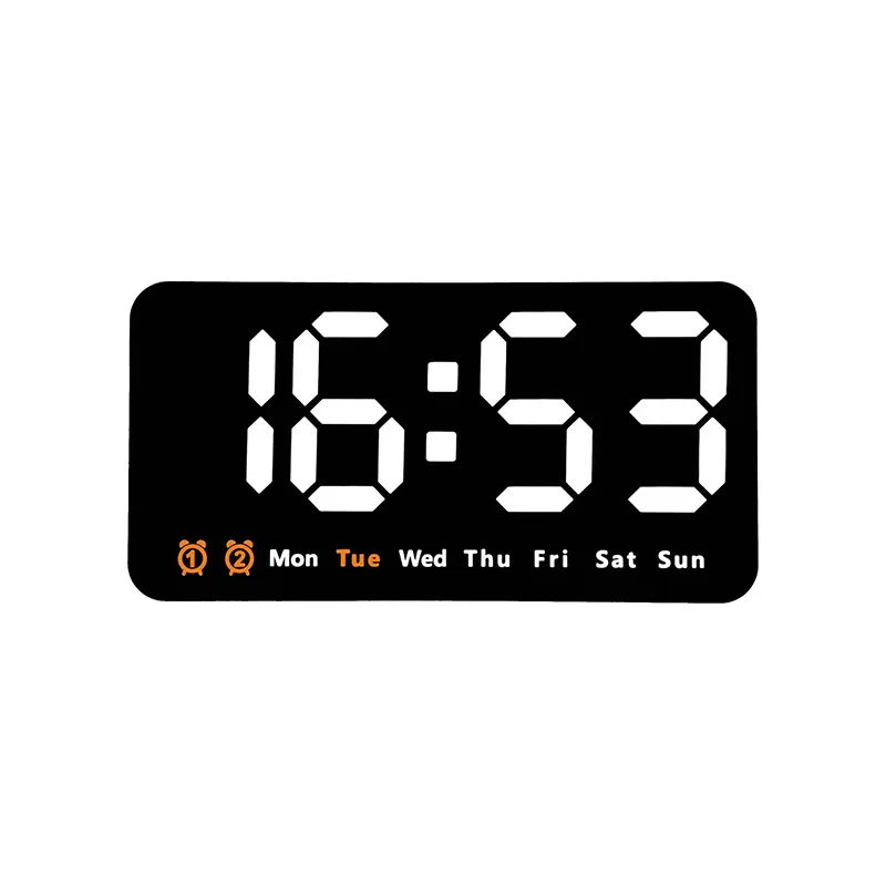 Sprachsteuerung, große digitale Wanduhr, Temperatur, Datum, Woche, DST, Schlummer-Tischuhr, 12/24 Stunden, Dual-Alarm, Wand-LED-Uhr