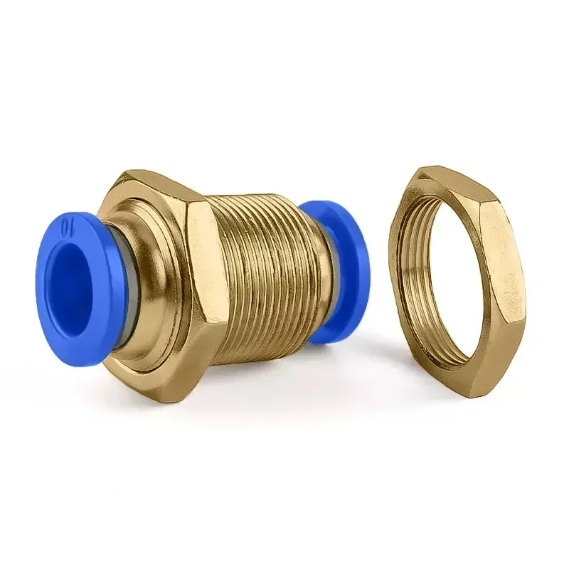 Air Pneumatic Fitting 4mm 6mm 8mm 10mm 12mm OD Hose Tube Straight Bulkhead Union One Touch Push Into Gas Connector Brass Quick