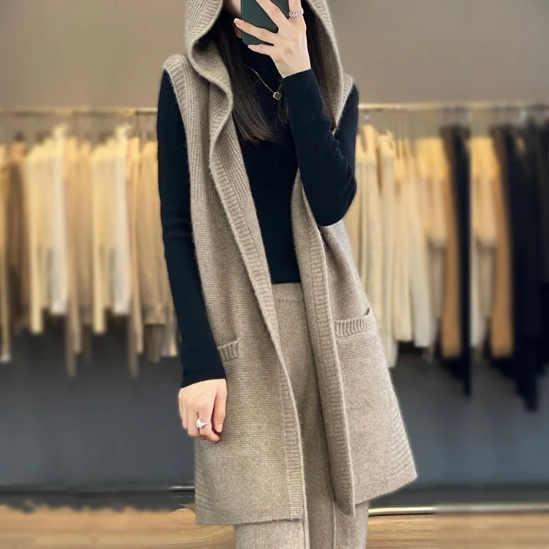 

Корейское женское пальто без рукавов большого размера 5XL, весенне-осенний свитер, жилет, женская куртка средней длины, стильный жилет, женская верхняя одежда