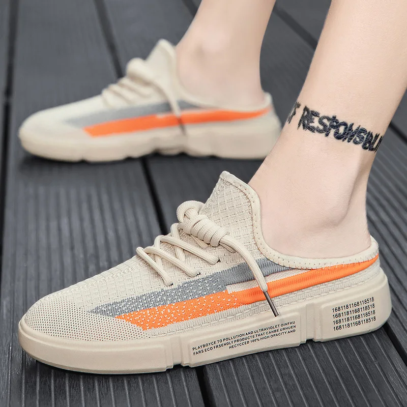 Mesh Half Shoes For Men Mules Slipper Outdoor Sandals Board Shoes Summer Male Flats Man Slides Semi-Drag Men Casual Shoes 2024