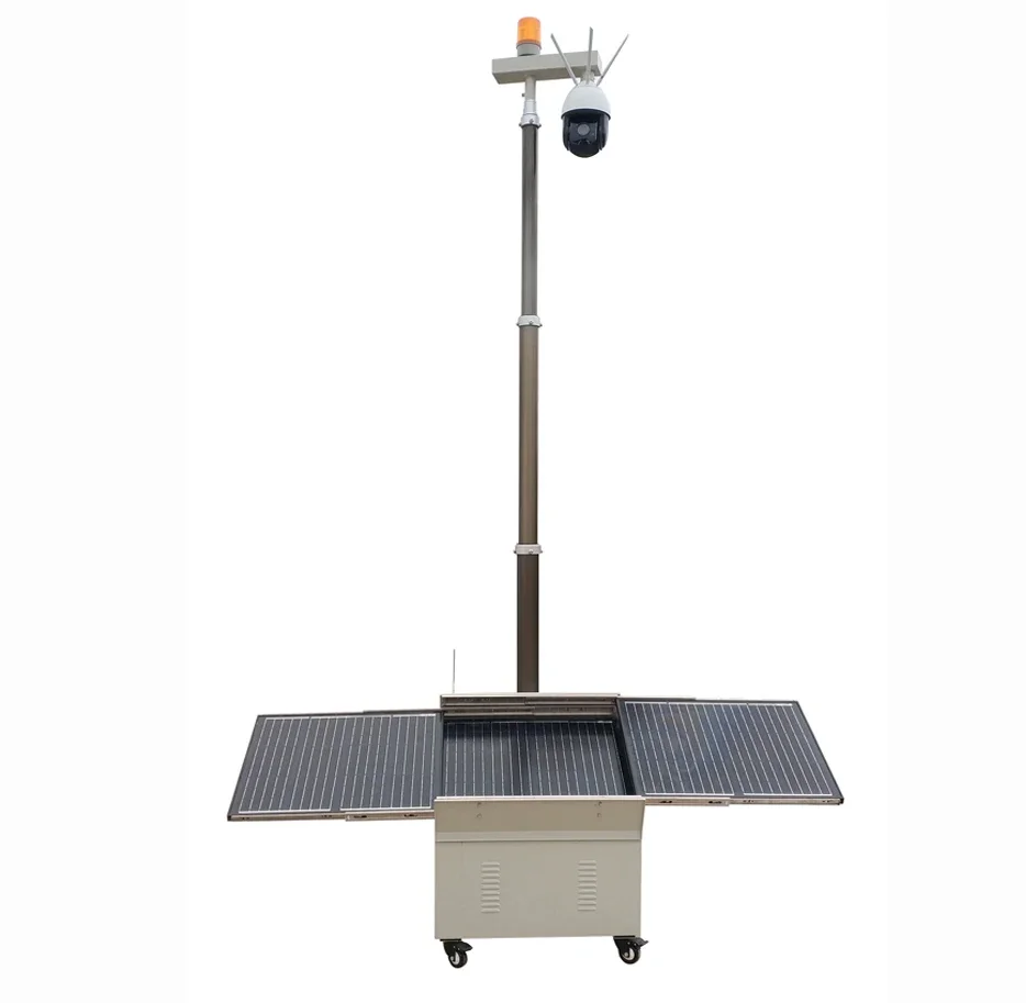 

3.5m telescopic mast for solar panel surveillance mobile trailer