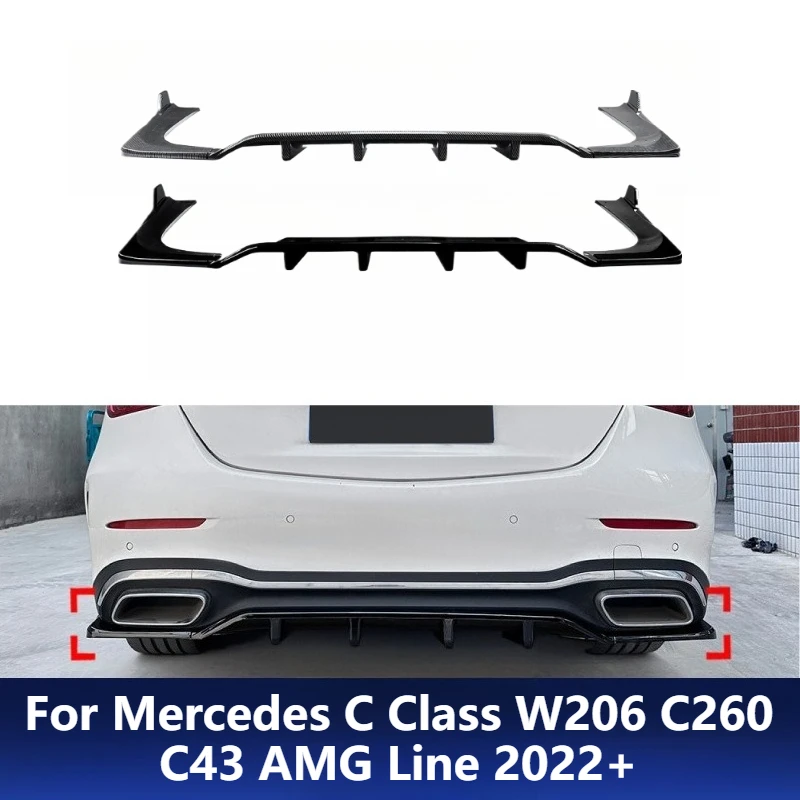 

For Mercedes C Class W206 C260 C43 AMG Line 2022+ Rear Lip Diffuser Cross Border Car Exterior Modification Upgrade Accessories