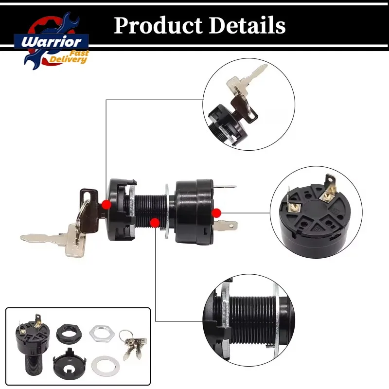 Electric Ignition Key Switch 1025086-01 1018262-01 1018263-01 Is Suitable for Golf Carts 2004 and 2018 Tempo Models