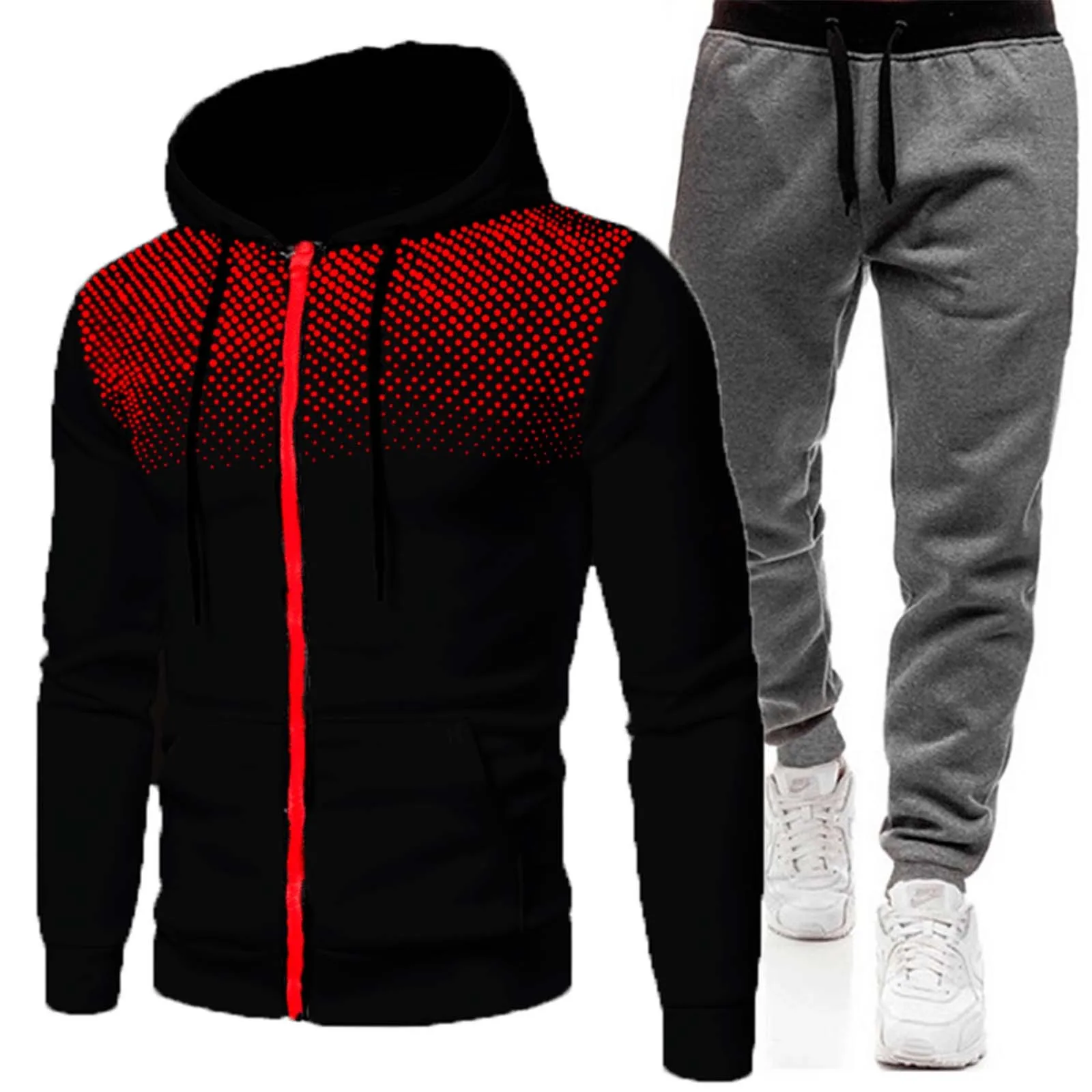 Chándal para hombre, Sudadera con capucha y pantalones, conjunto para deportes al aire libre, Fitness, gimnasio, correr, informal, 2 uds., traje deportivo para correr, conjunto deportivo masculino