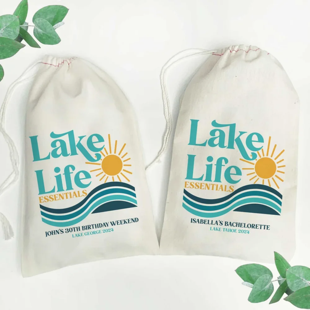 25 pcs Lake Life Essentials Custom Gift Bag, Personalized Party Favor, Lake House Favor, Birthday or Bachelorette Party