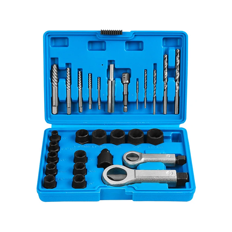 28PCS  Impact Damaged  Bolt Nut Screw Remover Extractor Socket Removal Set Tool Bolt Nut Screw Removal Socket Kit ﻿