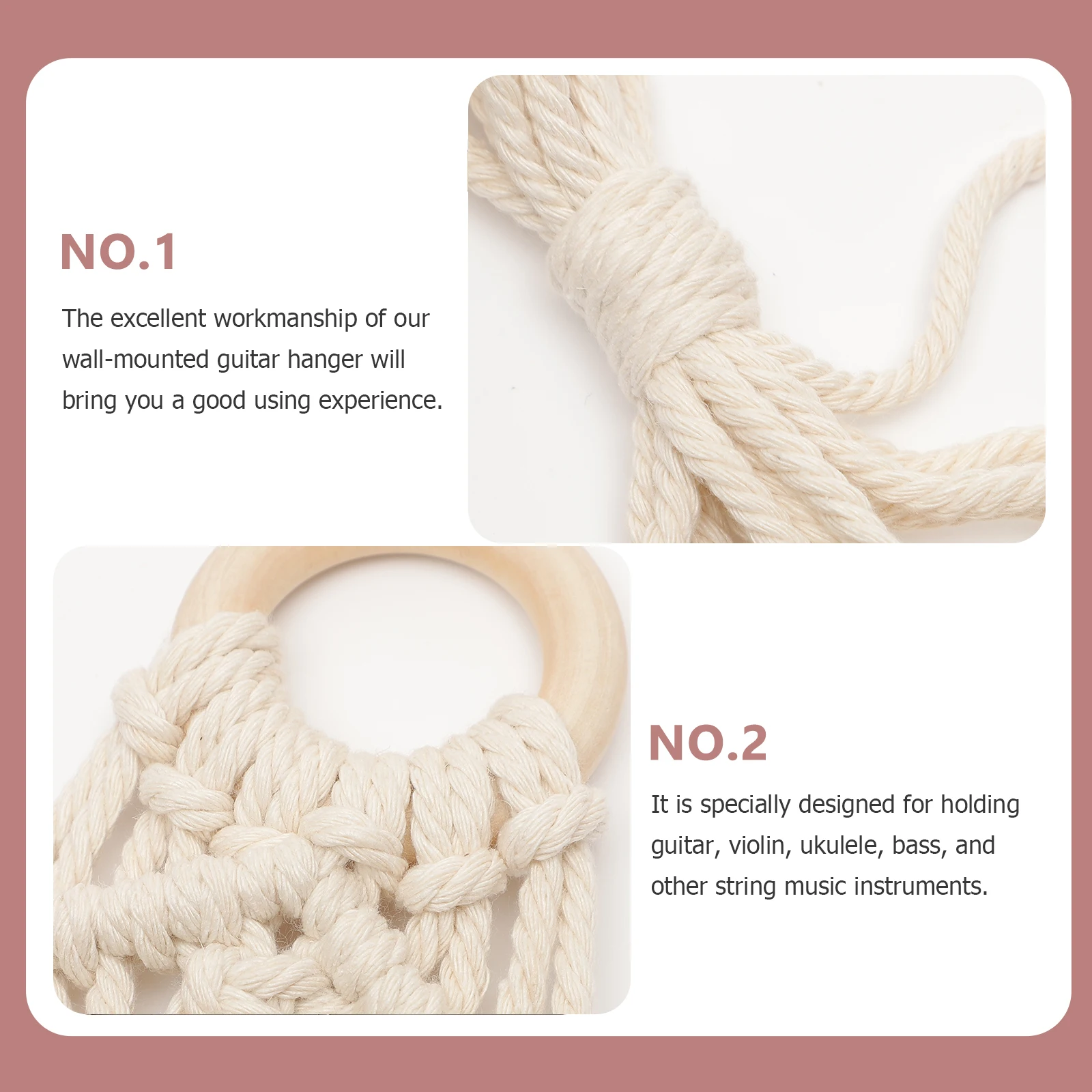 

Woven Cotton Macrame Ukulele Hanger Sturdy Guitar Holder Wall Mount Rack Indoor Outdoor Decor Stringed Instrument Accessory