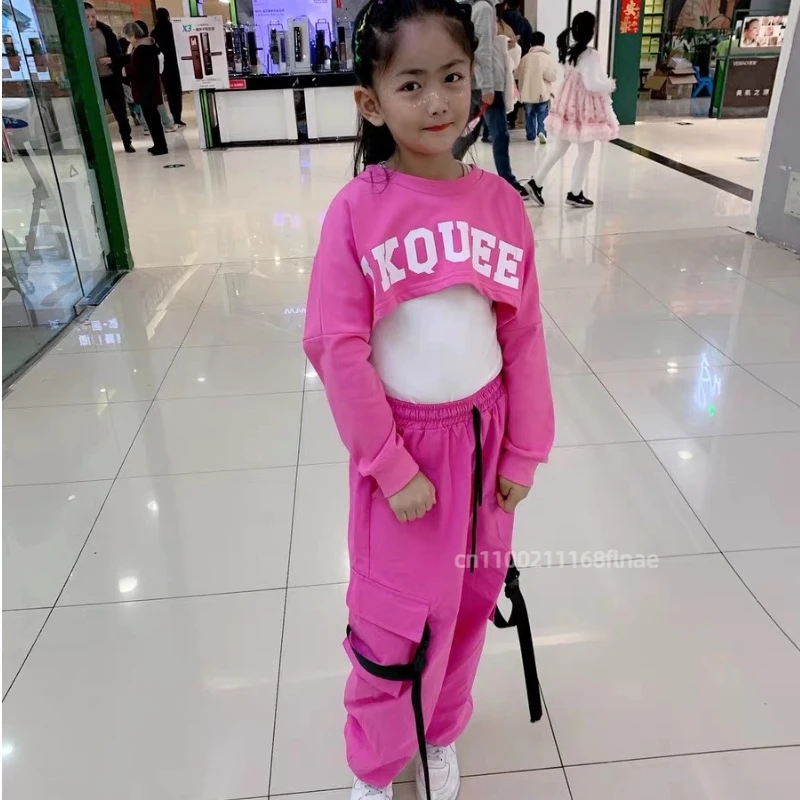 Girls' Jazz Dance Performance Costumes, Girls' Hip Hop Set, Girls' Umbilical Clothing, Street Dance Performance Trendy Clothing