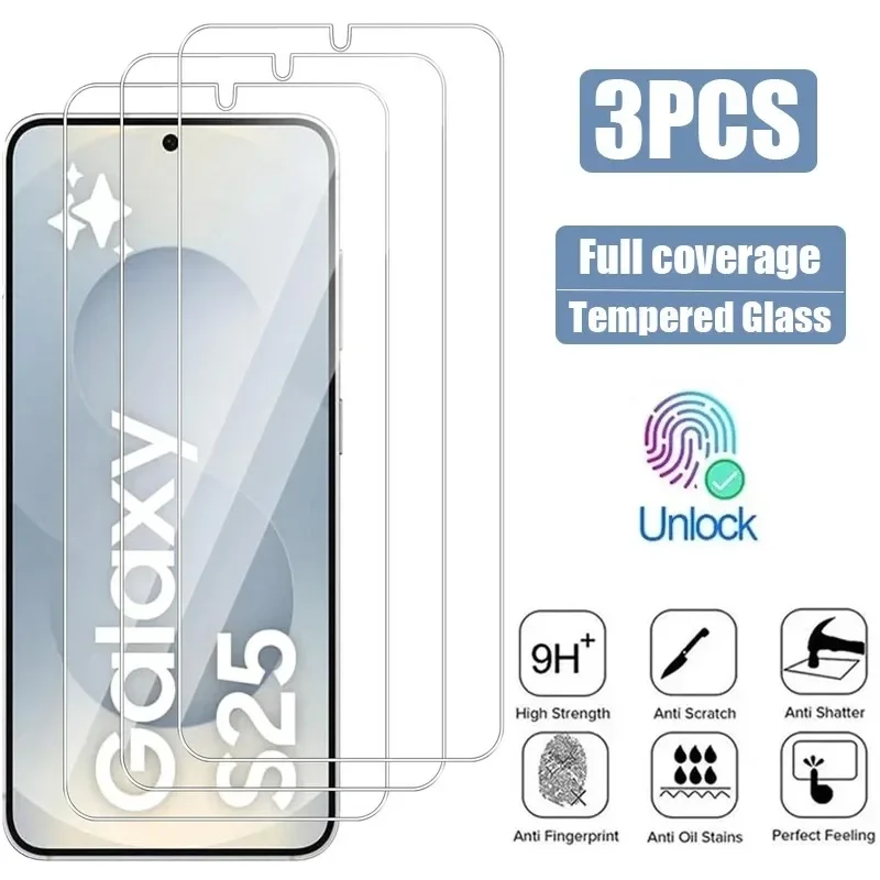

3Pcs Screen Protector For Samsung Galaxy S24 S25 Ultra S24 Fe S22 Plus Tempered Glass For Samsung S23 S22 S21 Plus FE Glass