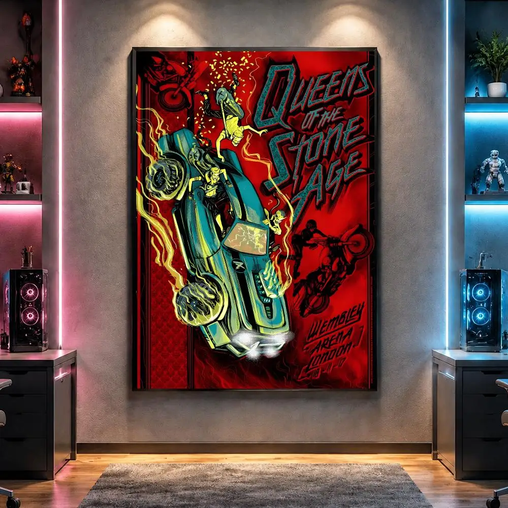 Band Q-Queens of the Stone Age Rock Poster Wall Art Bedroom Living Room Dorm Bar Cafe Gym Studio Home Decor Gifts