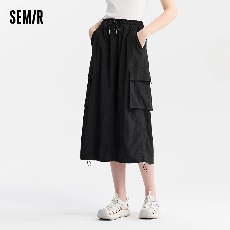 Semir Women Skirt Elastic Waist Denim Skirts Summer 2024 New Arrival With Loose And Fit Drawstring Skirt for Women