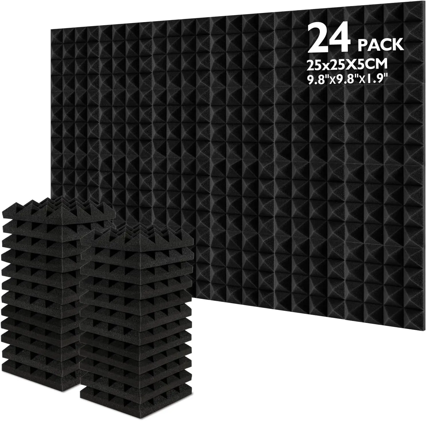 Acolchado Insonorizado,24 Paquetes de Espuma Insonorizadora 25x25x5CM Paneles de Espuma Acústica, Ideales para Grabar en