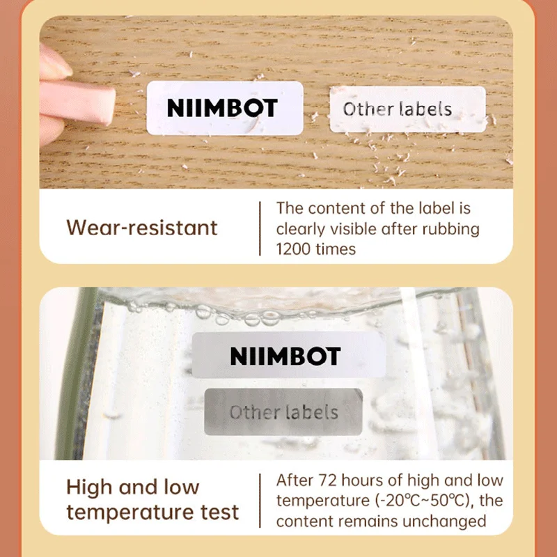 Niimbot-papel de etiquetas PET B18, etiqueta antiaceite impermeable, pegatina de impresión de vida de 8-10 años para impresora de etiquetas portátil