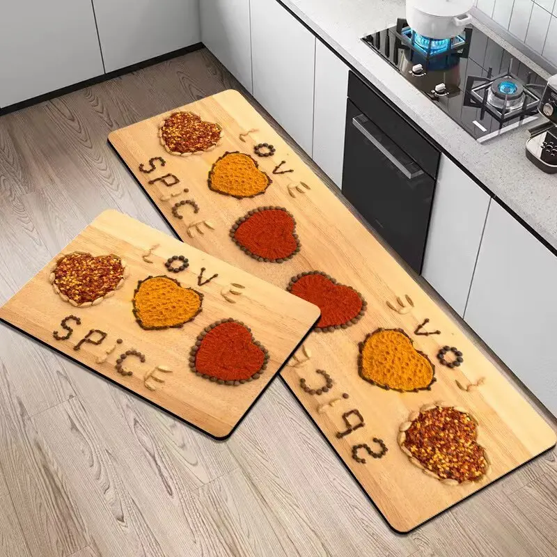 VIKAMA Kitchen Stain-Resistant Floor Mat 3D Printed Water-Resistant and Oil-Repellent Entryway Laundry Room Carpet Home Decor