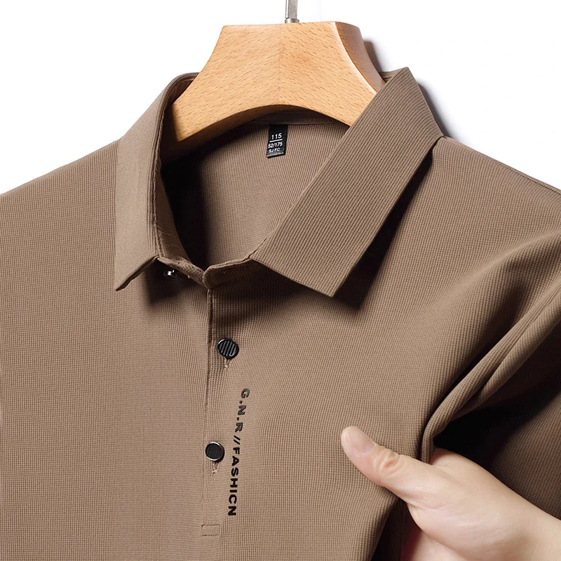 

2024 Summer New Men's Business Casual Solid Color Short Sleeved POLO Shirt Comfortable and Cool Fashion T-shirt