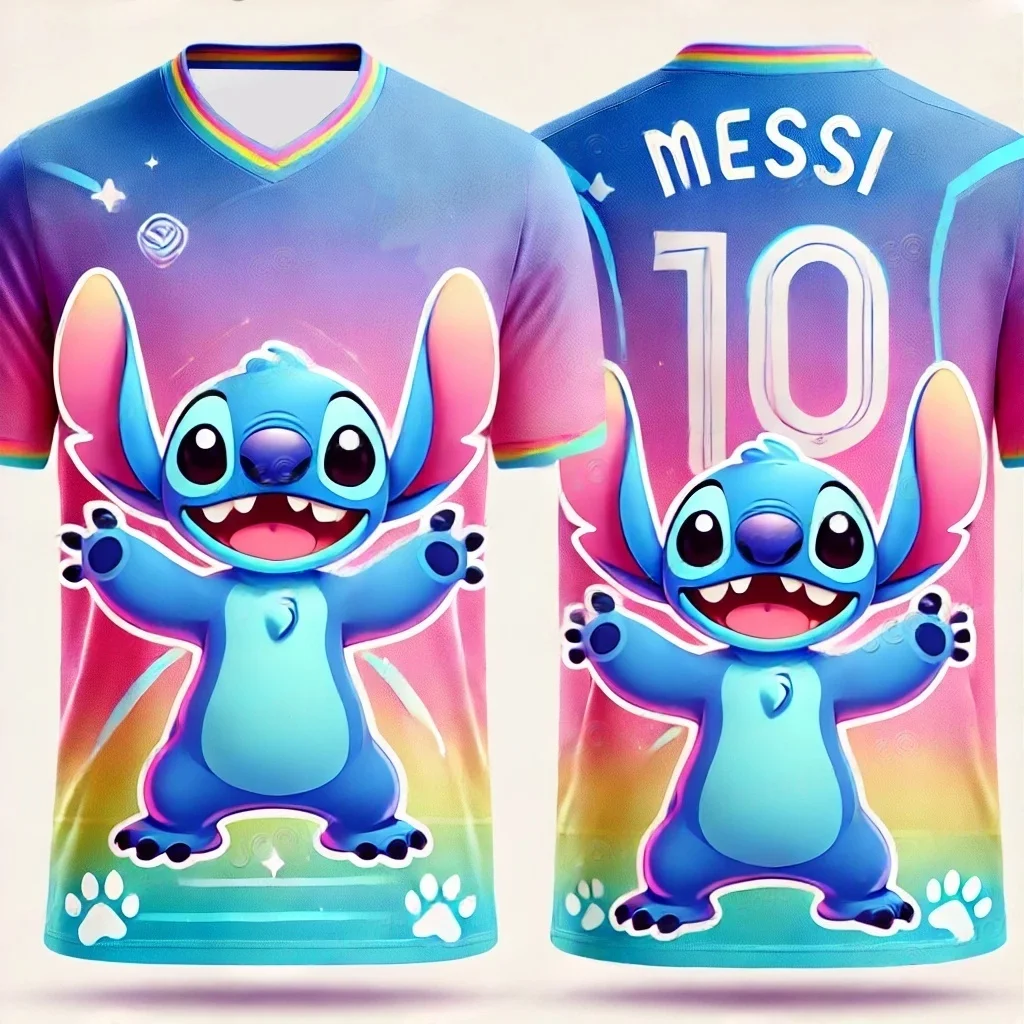 

CHATGPT Designed Stitch Football Jersey 3d Printed NO.10 Messi Boys Girls Training Women's Sports Short Sleeve Men's T-shirt