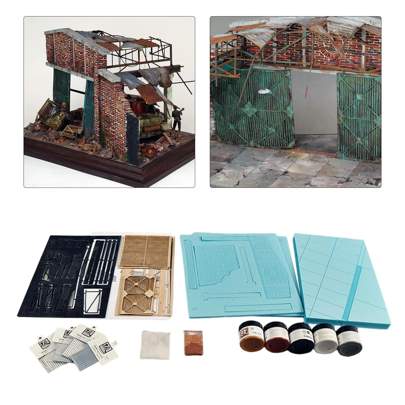 Wood Dioramas Building Model Kits 1/35 European Ruins Architecture House War Scene Sand Table Layout 3D Puzzles Kit Wooden Ruins