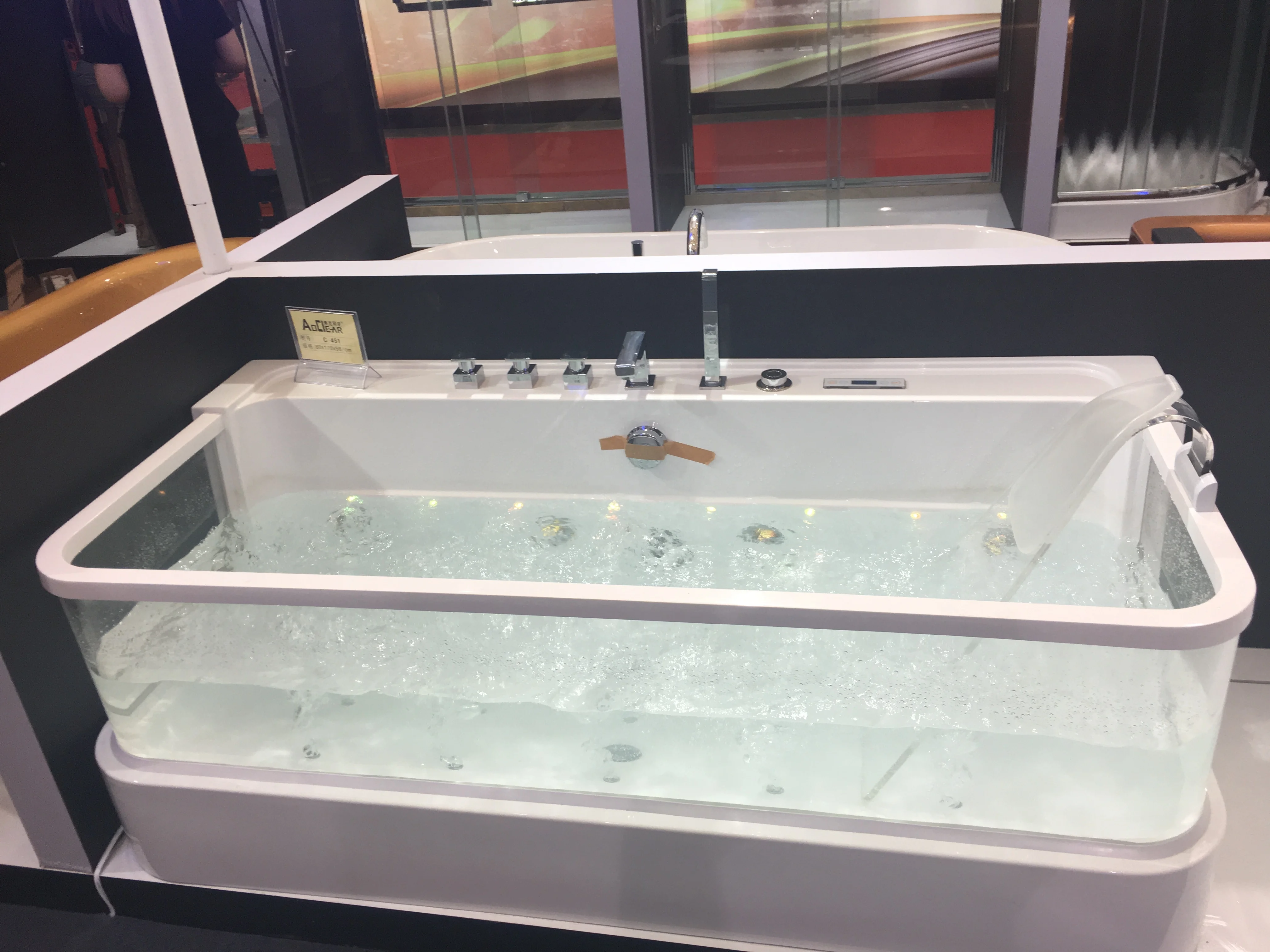 Mesa Small Size Shower Combo Thick Glass Bath Therapeutic Corner Bath Bathtub Tub
