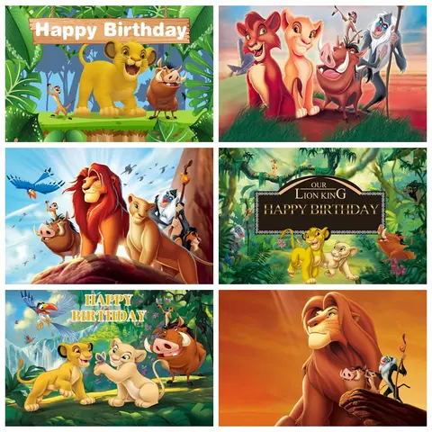 Simba Rey León Baby Shower selva Tropical Feliz cumpleaños foto telón de fondo dibujos animados Rey León decoración temática telón de fondo para niño